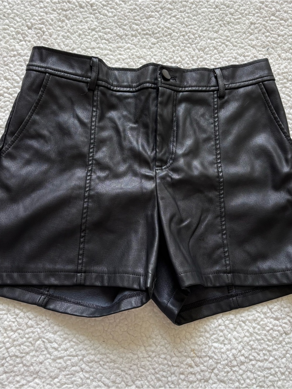 Edgy Rave Style Black Faux Leather High-Rise Shorts Coachella Festival Goth Bike